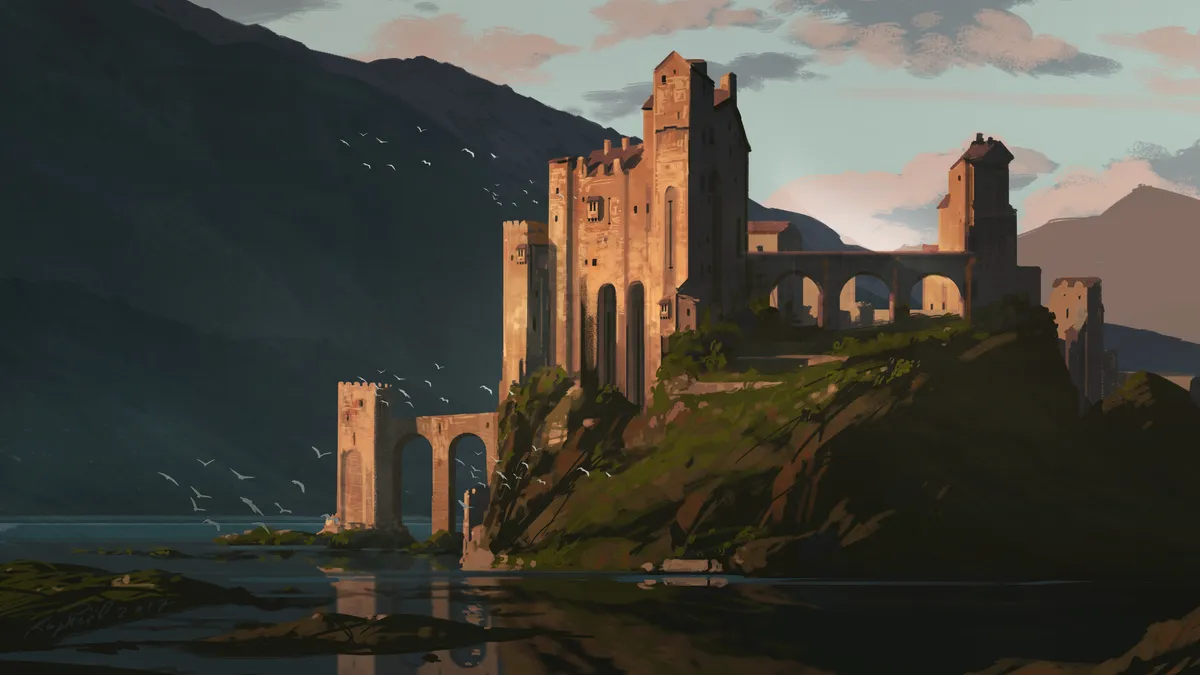 Castle on a Lake theme screenshot