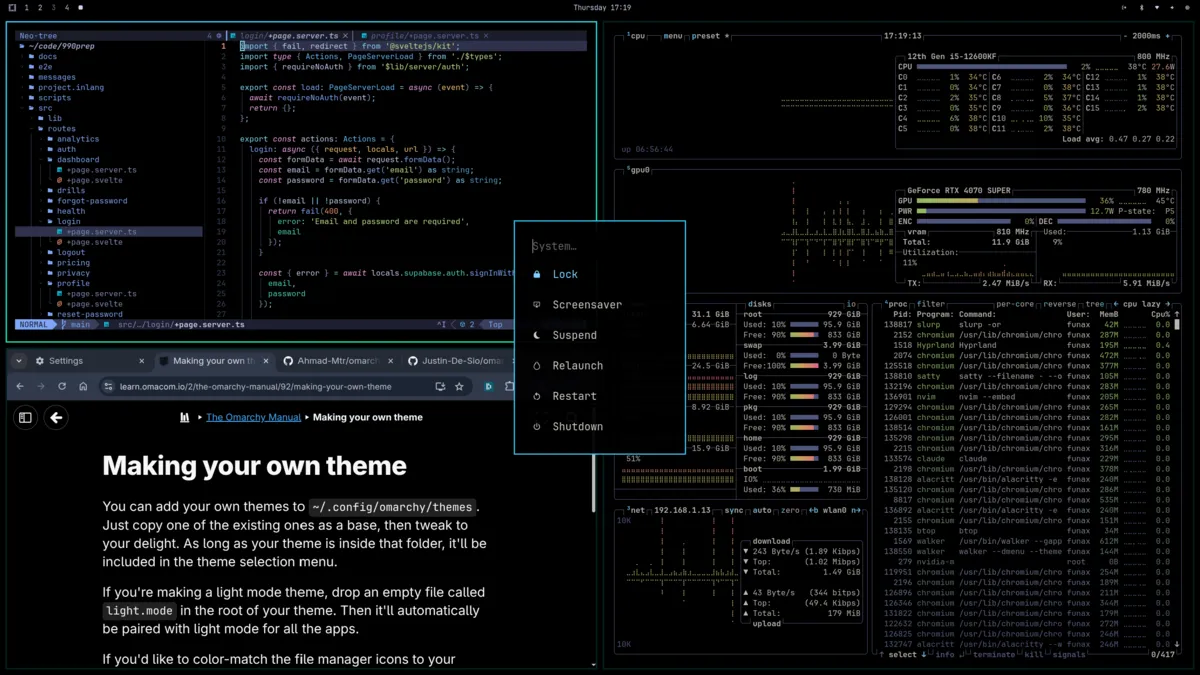 Tokyo Night OLED theme screenshot